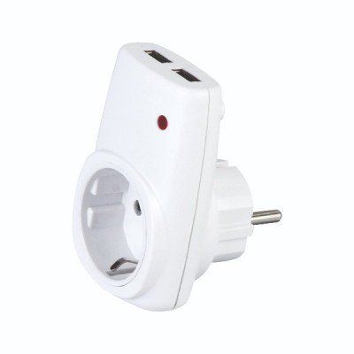 Розетка з заземленням + 2 USB max. 2.1A
