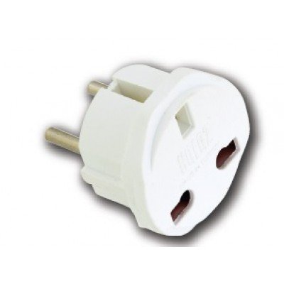 The plug is straight with rubber grounding