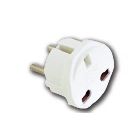 The plug is straight with rubber grounding